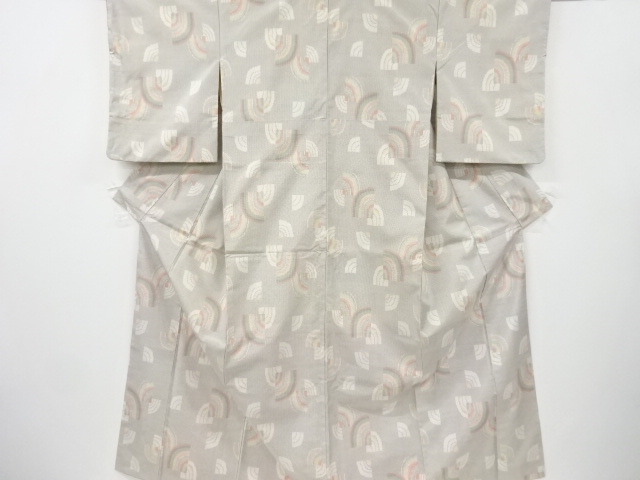 アンティーク　変わり青海波模様織り出し十日町紬着物